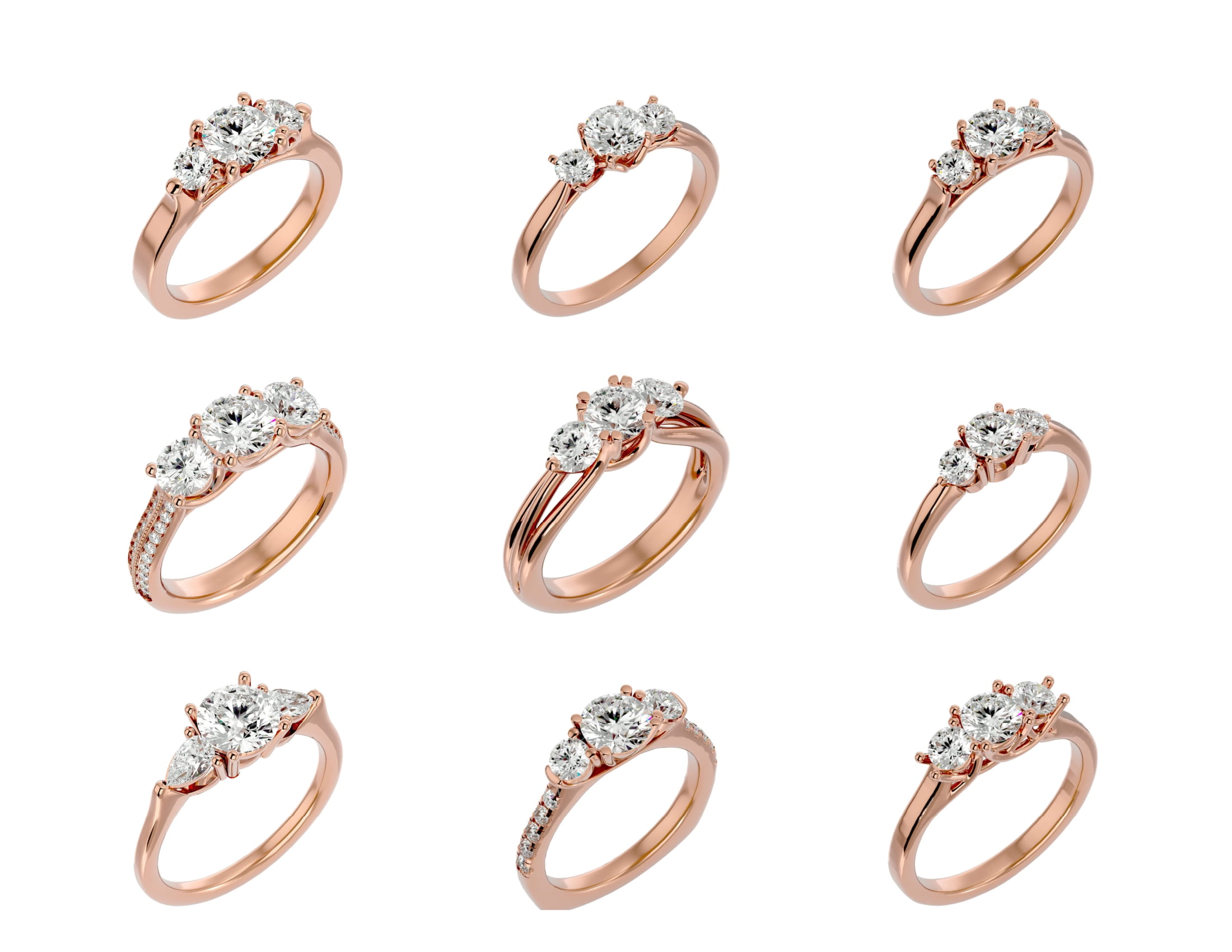 3 Stones 56 Solitire Rings Lot 5-2 3 Stones 56 Solitire Rings Lot 5 2