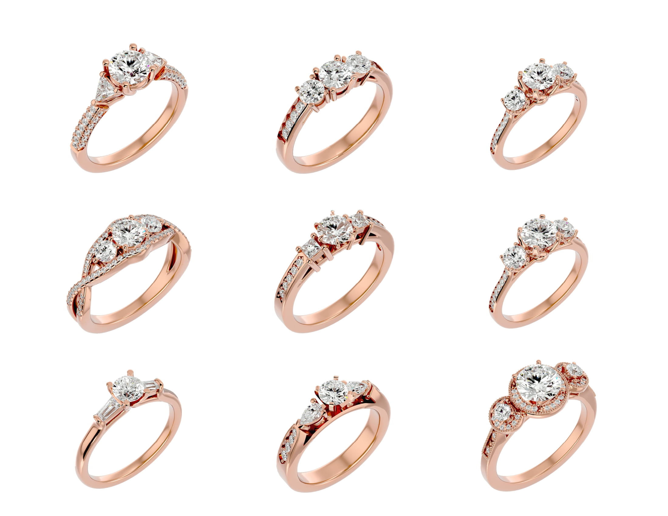 3 Stones 56 Solitire Rings Lot 5-3 3 Stones 56 Solitire Rings Lot 5 3