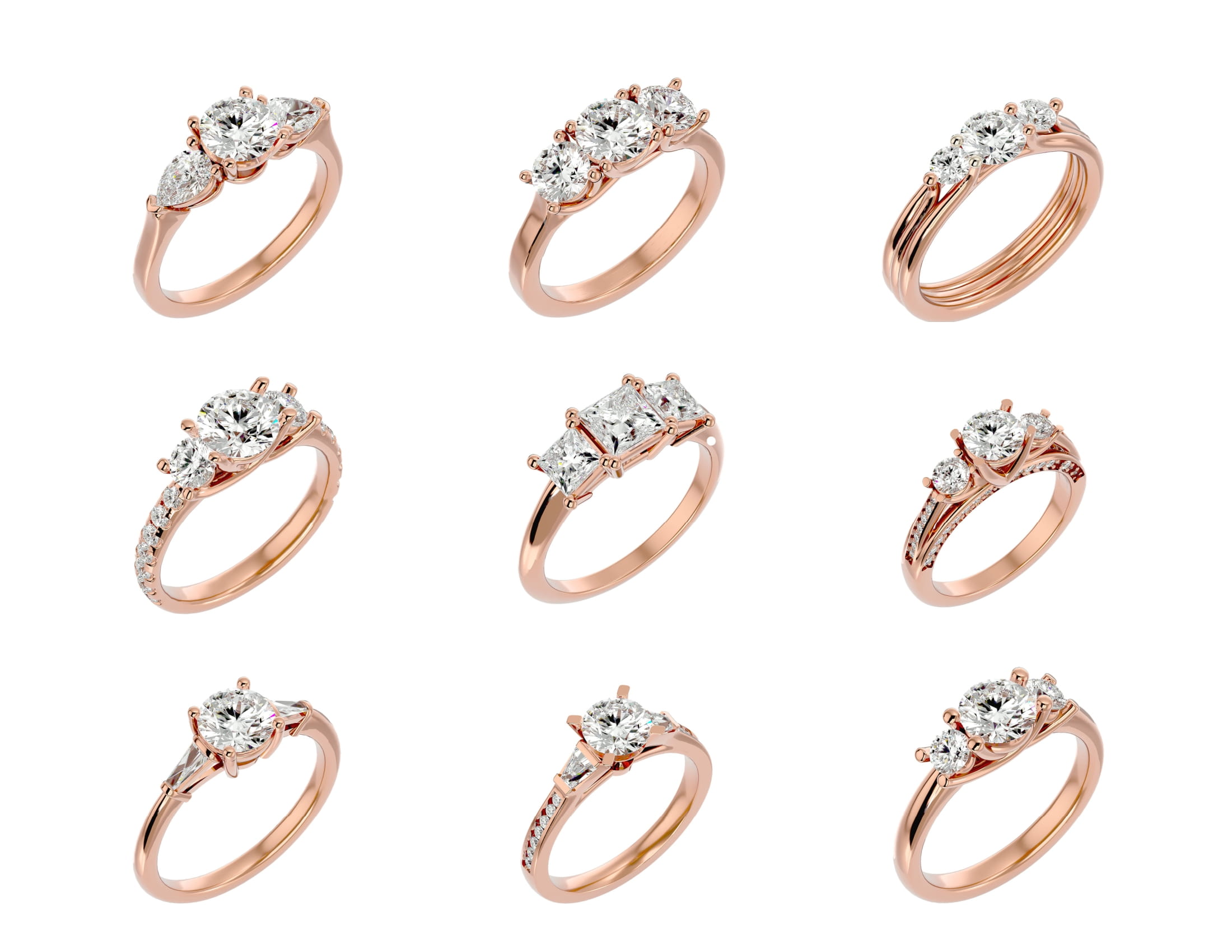 3 Stones 56 Solitire Rings Lot 5-4 3 Stones 56 Solitire Rings Lot 5 4