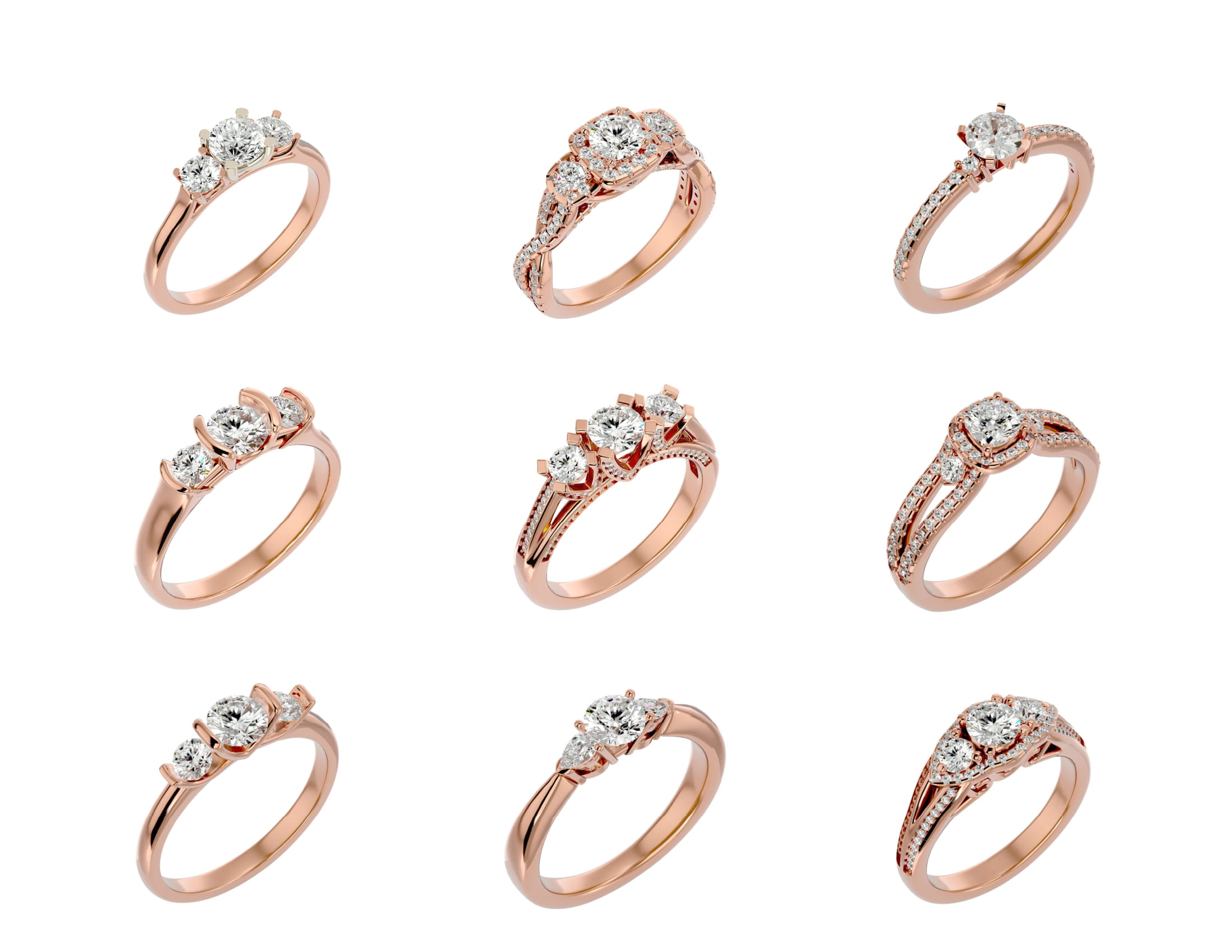 3 Stones 56 Solitire Rings Lot 5-6 3 Stones 56 Solitire Rings Lot 5 6